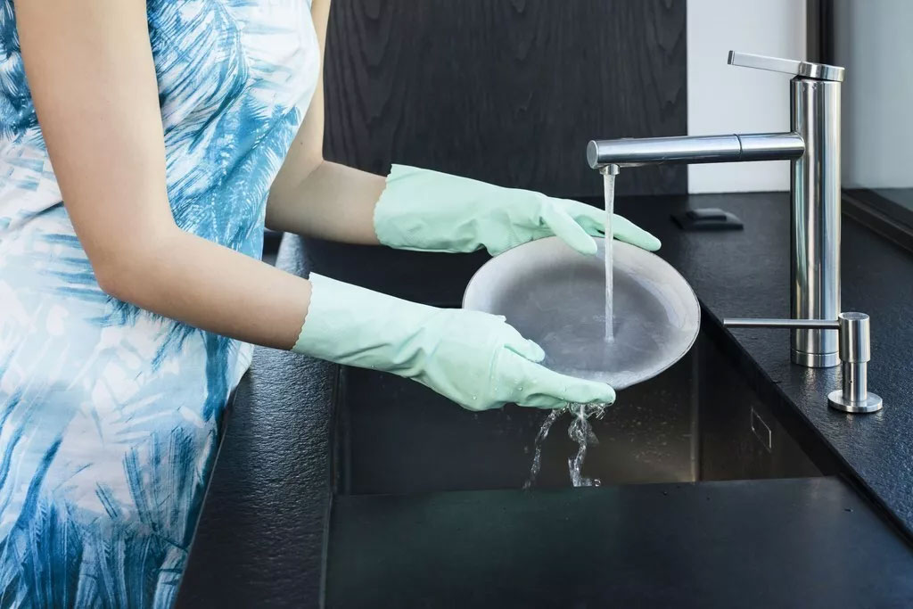 Рукавички гумові для приберання Extra Sensation L, великі, м'ятний Vileda - фото 5