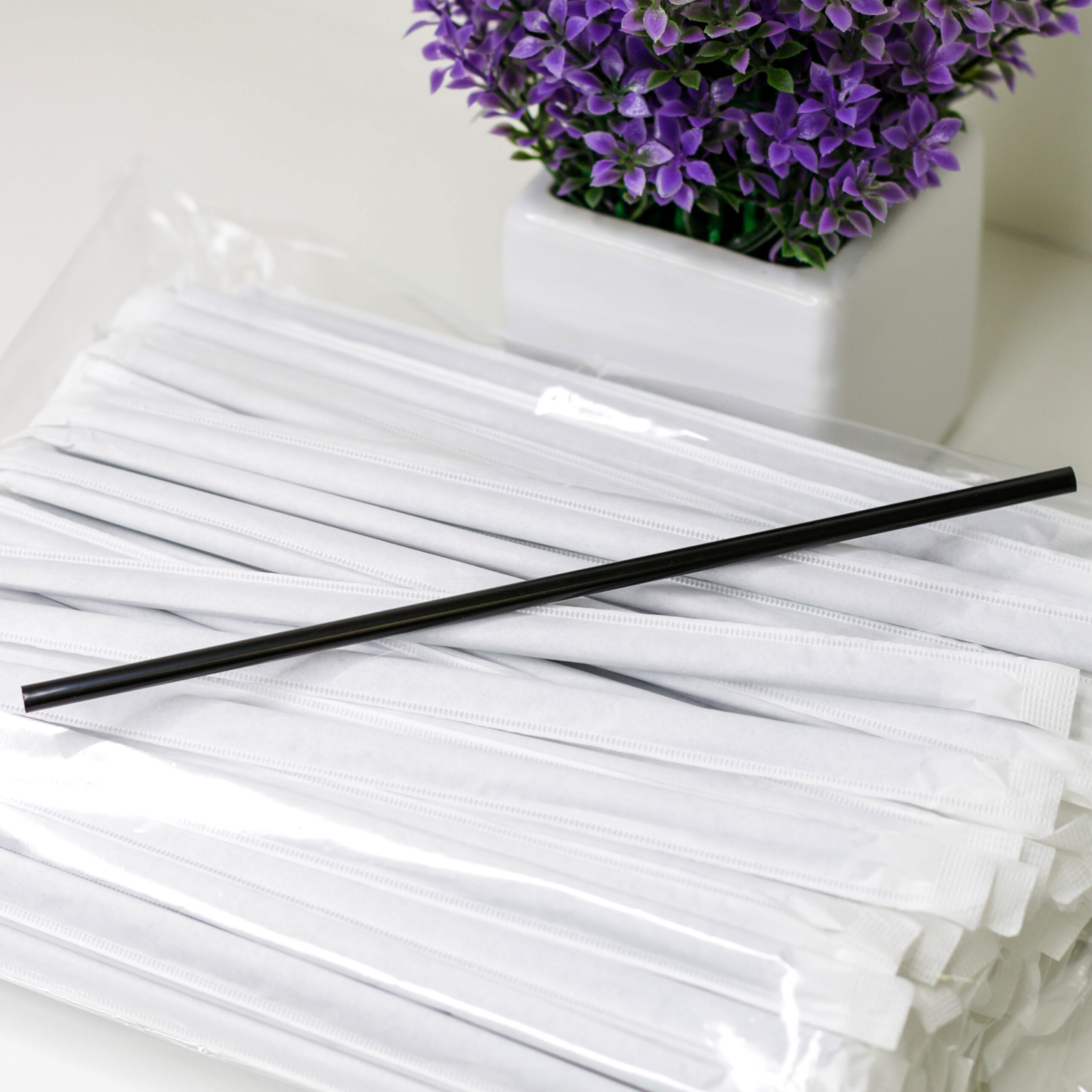 Трубочки прямые 21см., d6,8мм., в индивидуальной бумажной упаковке, 200шт., черн. Украина - фото 4