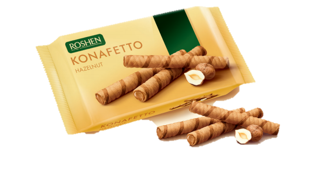 Трубочки вафельні Konafetto з горіховою начинкою, 156г. Roshen - фото 1