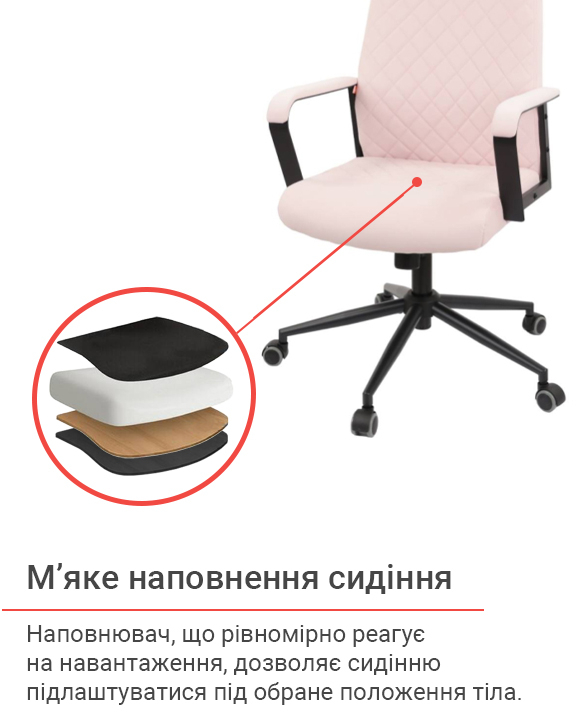 Крісло Авіс TILT (Light pink fabric) рожев. АКЛАС - фото 5