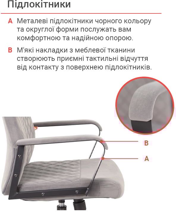 Крісло Авіс TILT (Gray fabric) сірий АКЛАС - фото 13