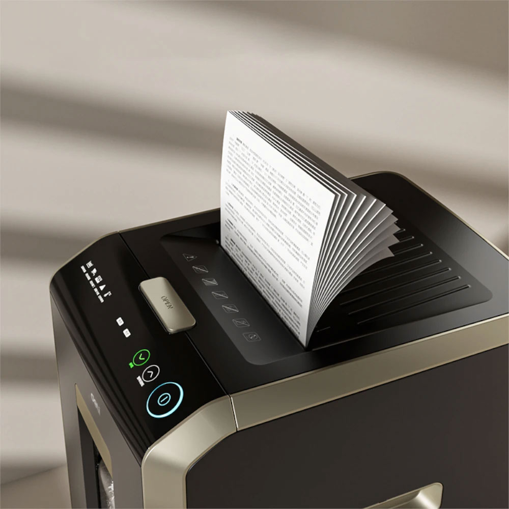 Знищувач документів DELI T089, AutoFeed 150 арк.,  різання 4*12мм., кошик на 32л., клас P-4 DELI - фото 1