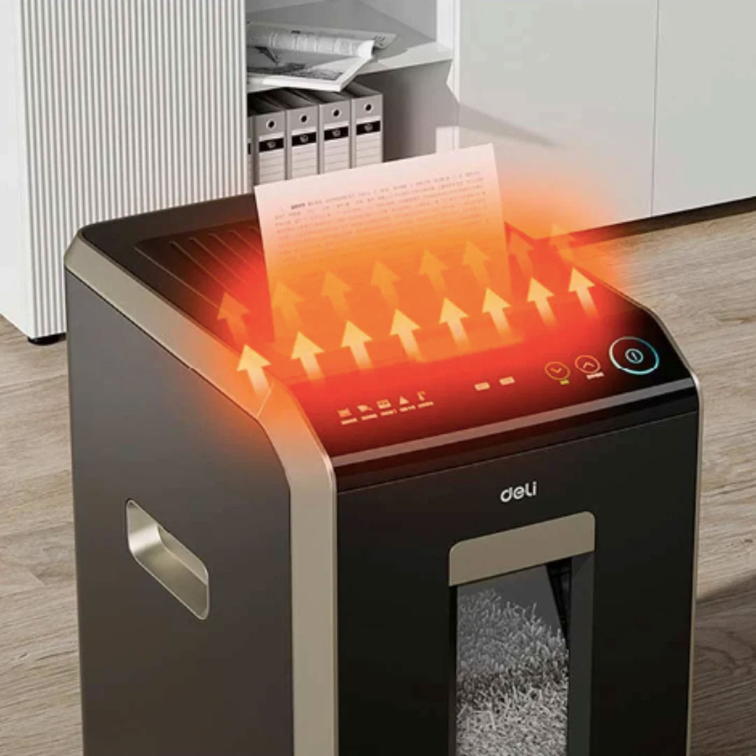 Знищувач документів DELI T089, AutoFeed 150 арк.,  різання 4*12мм., кошик на 32л., клас P-4 DELI - фото 3