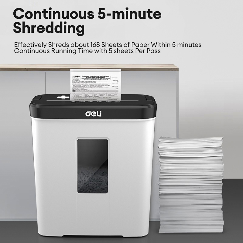 Знищувач документів DELI 9939, 5 арк., перехресне різання 4*25мм., кошик на 12л., клас P-4 DELI - фото 1