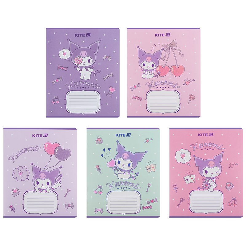 Тетрадь 12 лист., лин., УФ лак + глитер, Hello Kitty-2 (HK25-234-2) Kite - фото 1