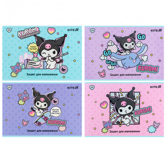 Тетрадь для рисования, 24 лист., скоба, софт тач + УФ лак, Hello Kitty-2 (HK25-242-2) Kite - фото 1