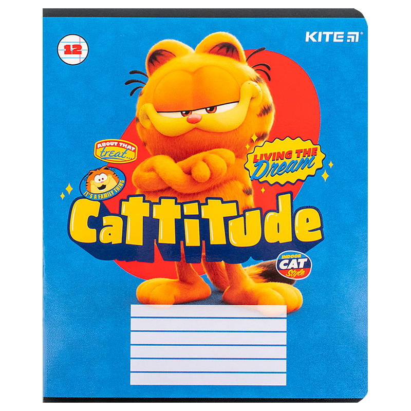 Тетрадь 12 лист., лин., гибр. лак + УФ лак, Garfield (GF24-234) Kite - фото 5