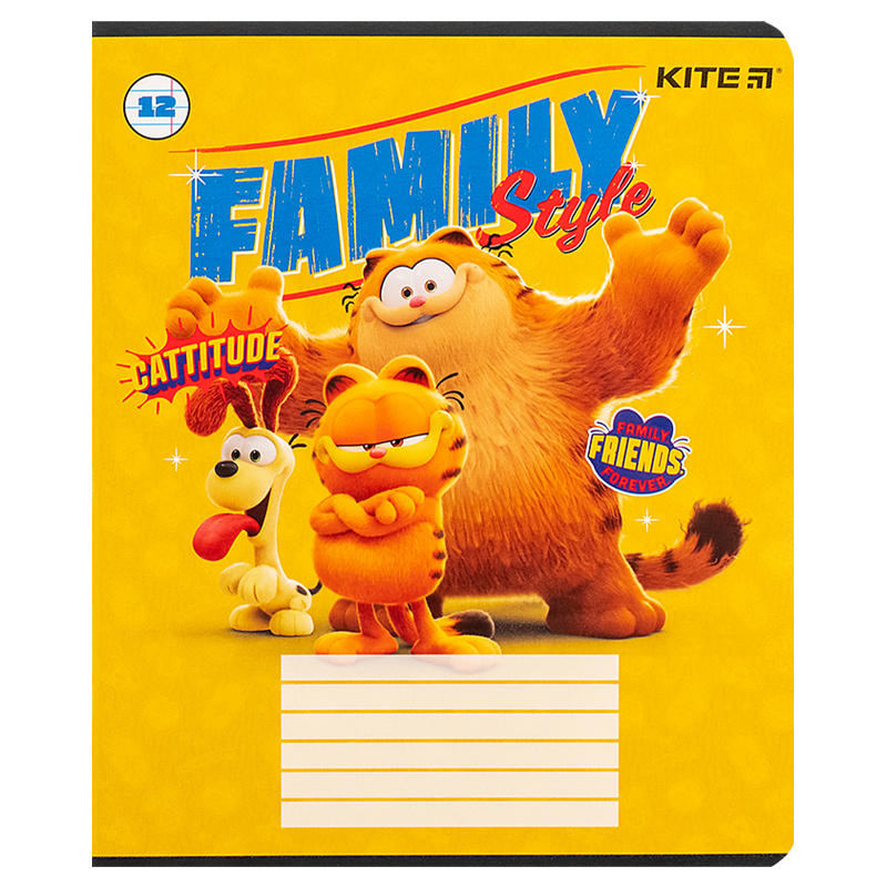 Тетрадь 12 лист., лин., гибр. лак + УФ лак, Garfield (GF24-234) Kite - фото 14