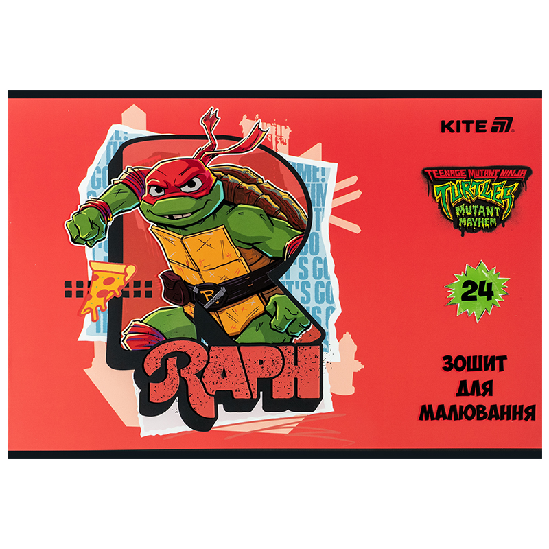 Тетрадь для рисования, 24 лист., скоба, софт тач + УФ лак, Ninja Turtles (NT25-242) Kite - фото 2
