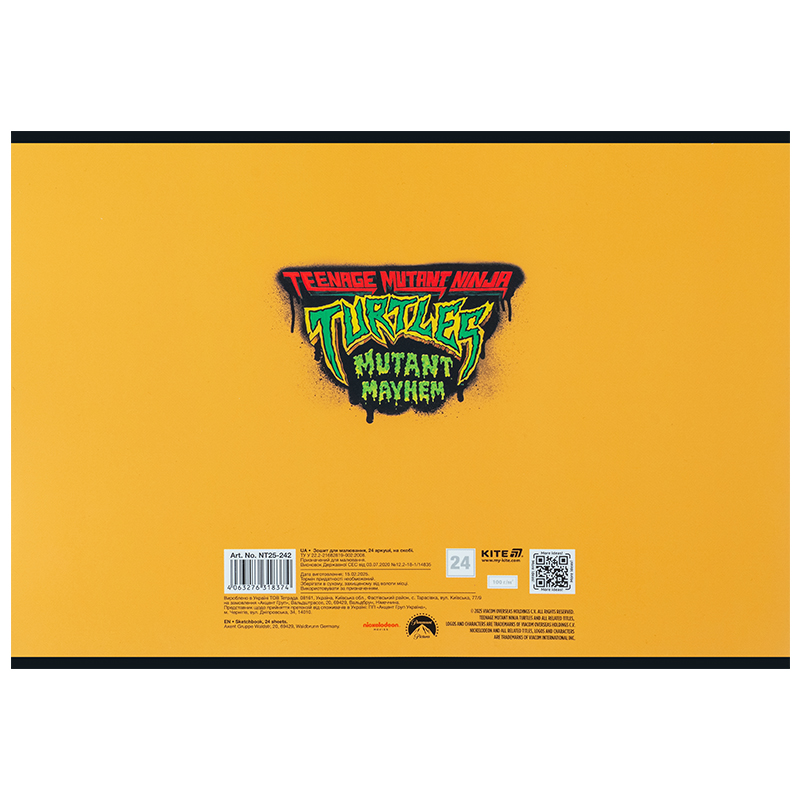 Тетрадь для рисования, 24 лист., скоба, софт тач + УФ лак, Ninja Turtles (NT25-242) Kite - фото 5