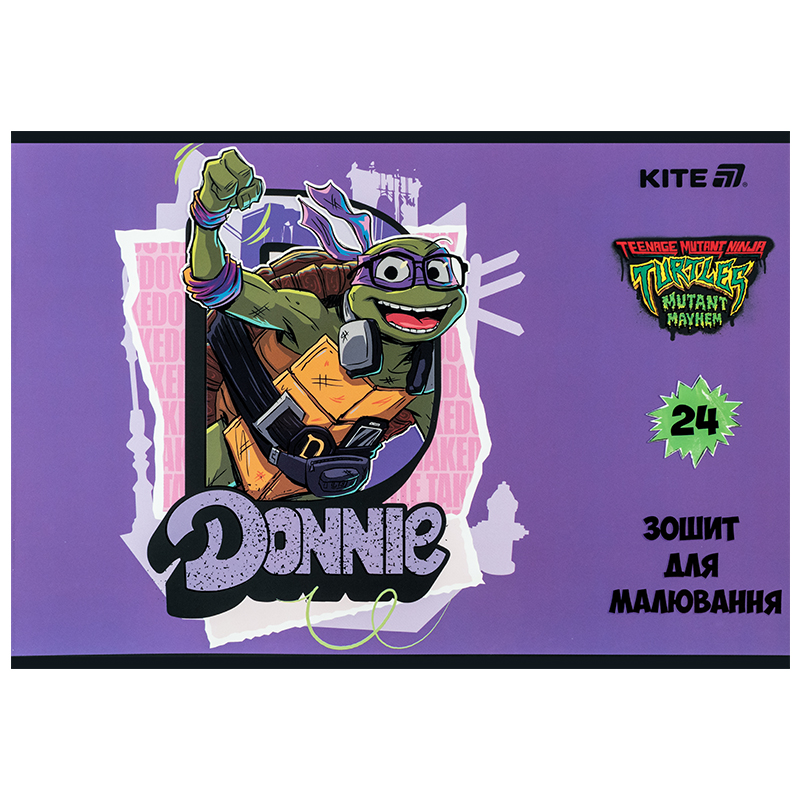 Тетрадь для рисования, 24 лист., скоба, софт тач + УФ лак, Ninja Turtles (NT25-242) Kite - фото 6