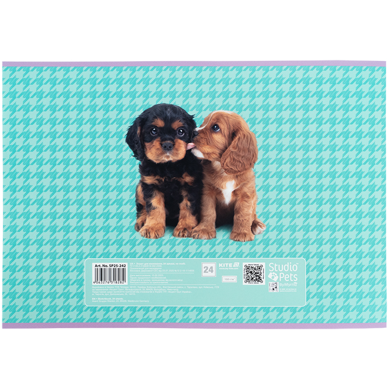 Тетрадь для рисования, 24 лист., скоба, софт тач + УФ лак, Studio Pets (SP25-242) Kite - фото 6