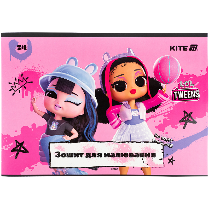 Тетрадь для рисования, 24 лист., скоба, УФ лак + глитер, LO (LO25-242) Kite - фото 1