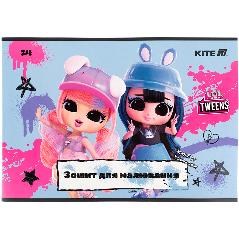 Тетрадь для рисования, 24 лист., скоба, УФ лак + глитер, LO (LO25-242) Kite - фото 3