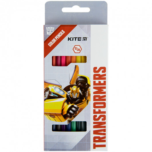 Олівці кольорові двосторонні, 12 шт. Transformers Kite - фото 1