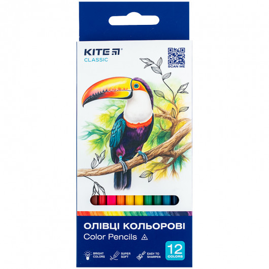 Карандаши цветные трехгранные, 12 шт. Kite Classic Kite - фото 1