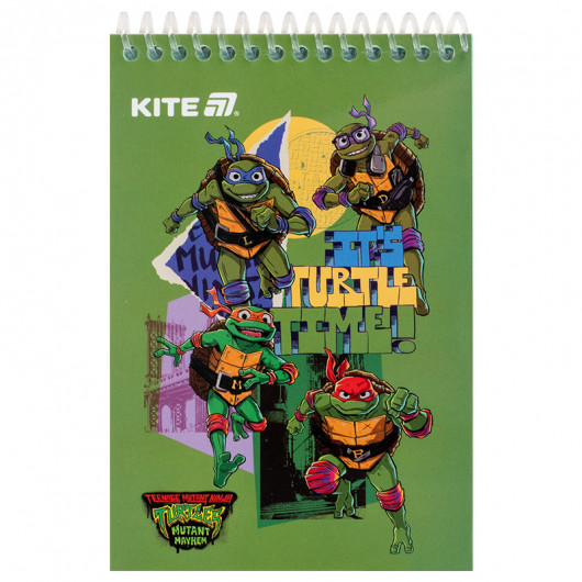 Блокнот пластиковая обложка на спирали, 48 лист., А6 Ninja Turtles (NT25-196) Kite - фото 1