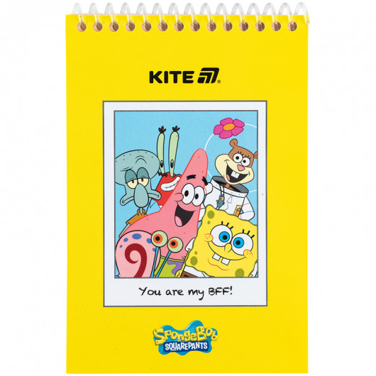Блокнот пластиковая обложка на спирали, 48 лист., А6 Sponge Bob (SB25-196) Kite - фото 1
