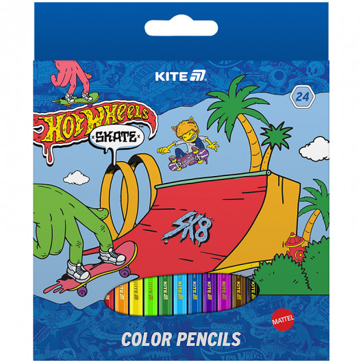 Карандаши цветные, 24 шт. Hot Wheels Kite - фото 1
