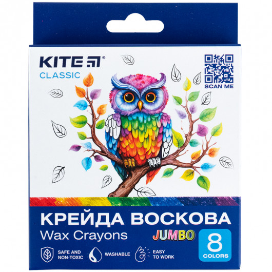 Крейда воскова Jumbo, 8 кольорів Kite Classic Kite - фото 1