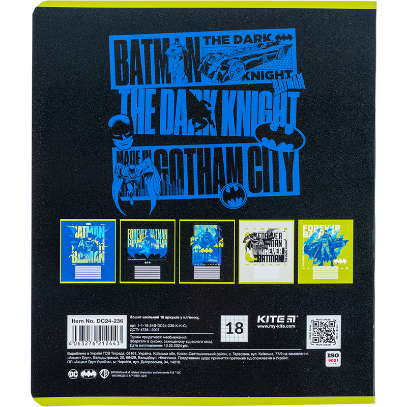 Тетрадь 18 лист., в кл., гибр. лак + УФ лак, DC Comics (DC24-236) Kite - фото 3