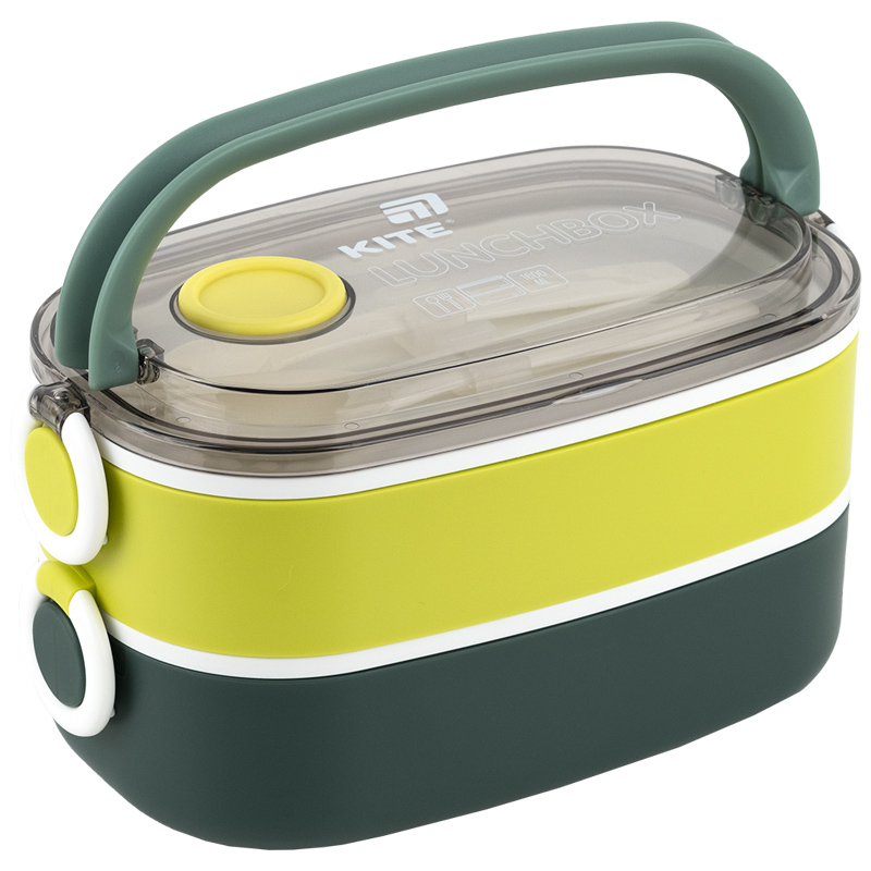 Ланчбокс двойной с наполнением 1600 мл, зеленый (K25-1181-3) Kite - фото 2