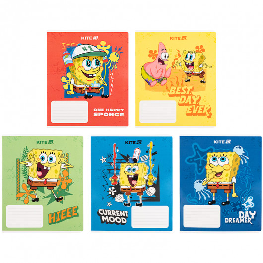 Тетрадь 18 лист., кл., гибр. лак + УФ лак, Sponge Bob (SB25-236) Kite - фото 1
