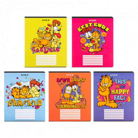 Тетрадь 18 лист., в кл., софт тач + УФ лак, Garfield (GF24-236) Kite - фото 1