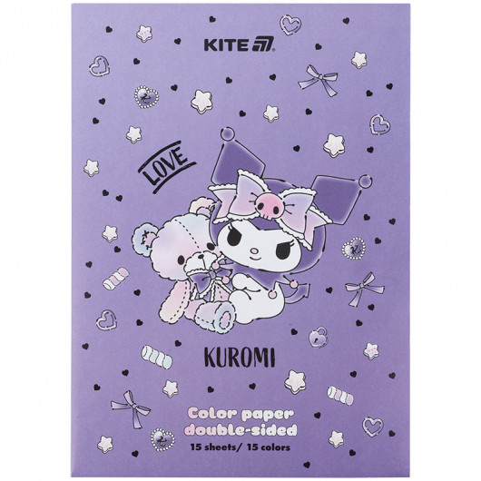 Бумага цветная двустор. (15лист/15цвет), А4 Hello Kitty (HK24-250-2) Kite - фото 1