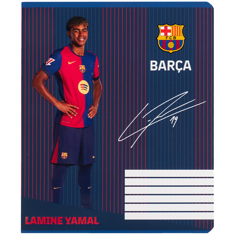 Тетрадь 18 лист., кл., софт тач + УФ лак, FC Barcelona (BC25-236) Kite - фото 1