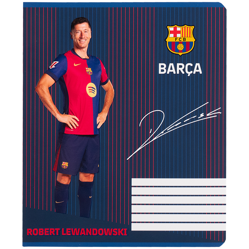Тетрадь 18 лист., кл., софт тач + УФ лак, FC Barcelona (BC25-236) Kite - фото 3