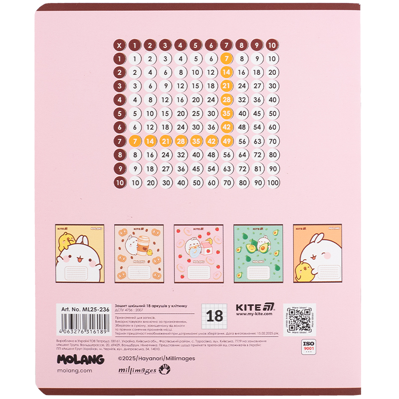 Тетрадь 18 лист., кл., софт тач + УФ лак, Molang (ML25-236) Kite - фото 4