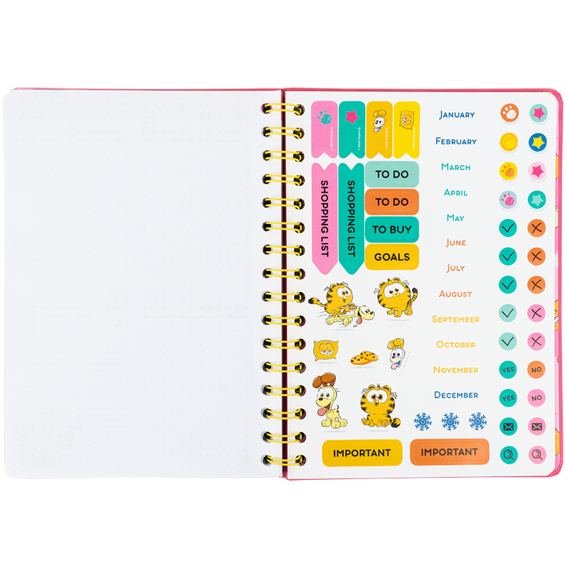 Щоденник на спіралі, тверда обкладинка, Garfield (GF25-438) Kite - фото 1