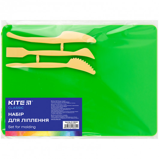 Набір для ліплення(дощ.180х250 мм+ 3 стеки),зел.Kite Classic Kite - фото 1