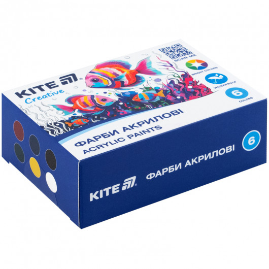 Краски акриловые, 6 цветов, 20 мл, Kite Creative (K-271) Kite - фото 1