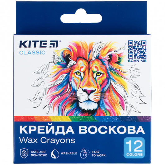 Крейда воскова, 12 кольорів Kite Classic Kite - фото 1
