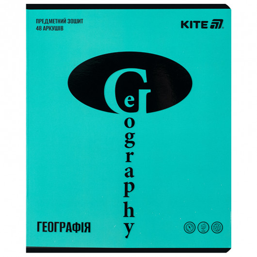 Предметная тетрадь 48 лист., кл, софт тач+УФ, Bright, география (K25-240-15) Kite - фото 1