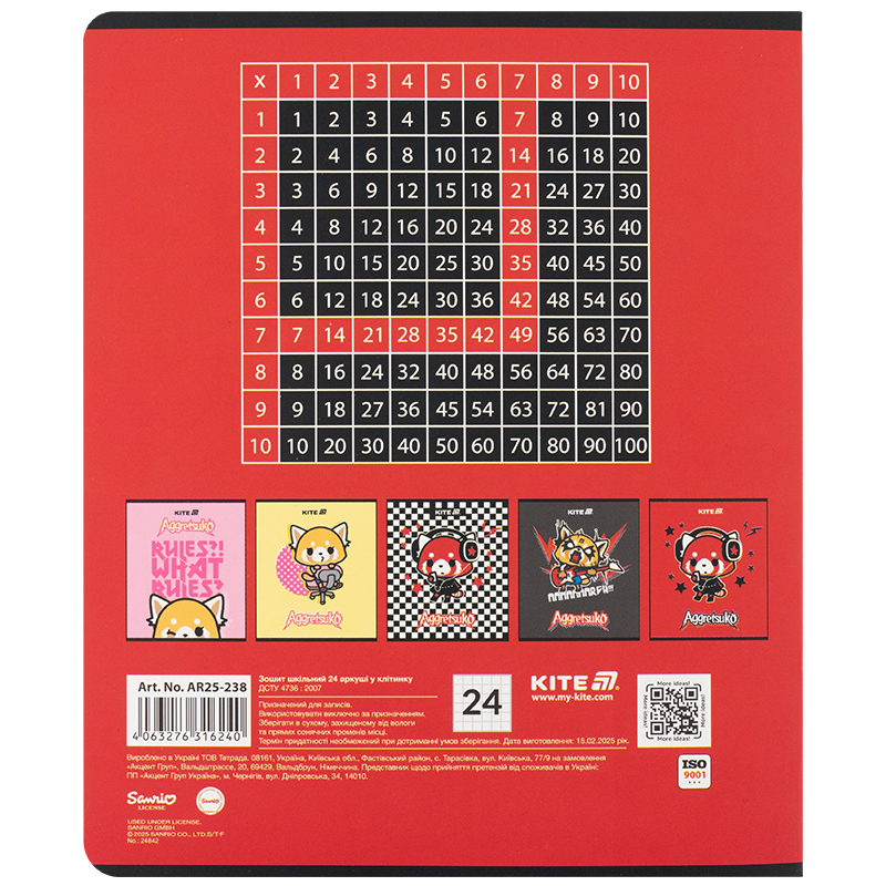 Зошит 24 арк., кл., софт тач + УФ лак, Aggretsuko (AR25-238) Kite - фото 3