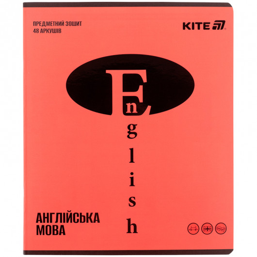 Предметная тетрадь 48 лист., лин. , софт тач+УФ, Bright, английский (K25-240-18) Kite - фото 1