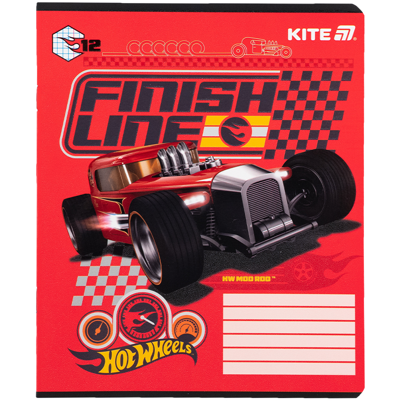 Тетрадь 12 лист., кл., гибр. лак + УФ лак, Hot Wheels-1 (HW25-232-1) Kite - фото 7