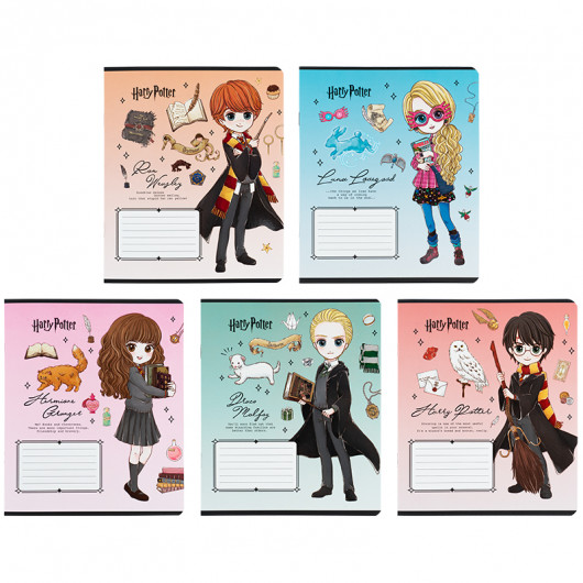 Тетрадь 12 лист., кл., софт тач + УФ лак, Harry Potter-2 (HP25-232-2) Kite - фото 1