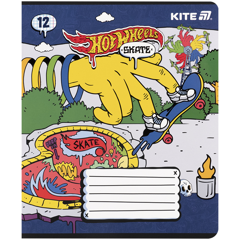 Тетрадь 12 лист., кл., софт тач + УФ лак, Hot Wheels-2 (HW25-232-2) Kite - фото 2