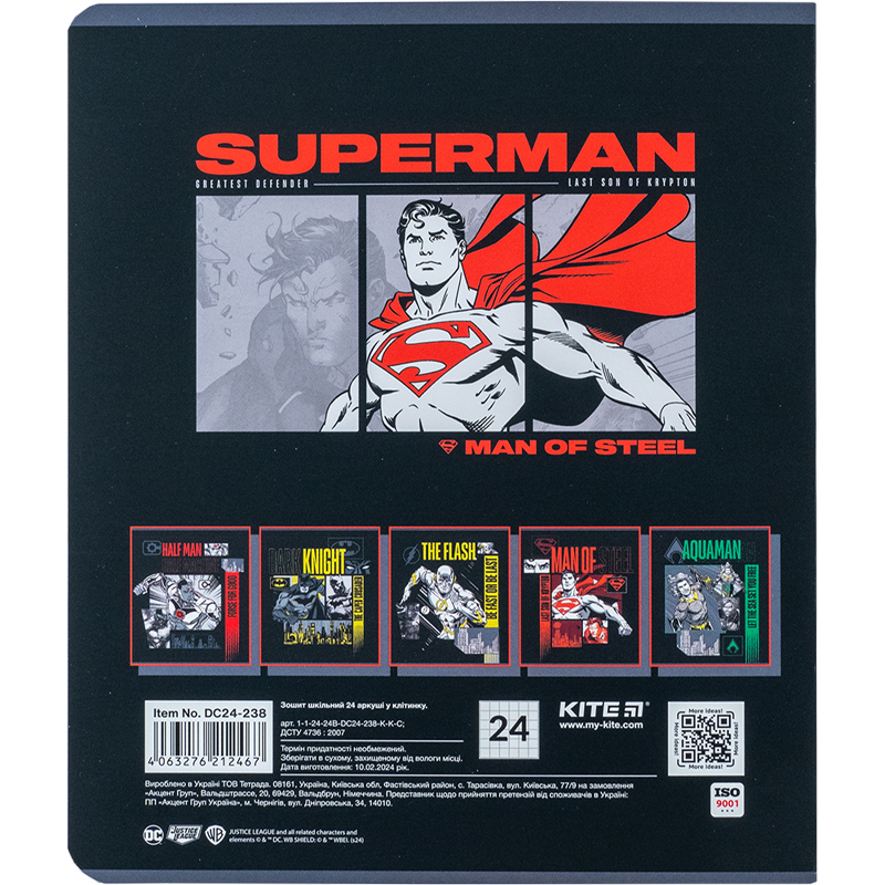 Тетрадь 24 лист.,кл., софт тач + УФ лак, DC Comics (DC24-238) Kite - фото 5