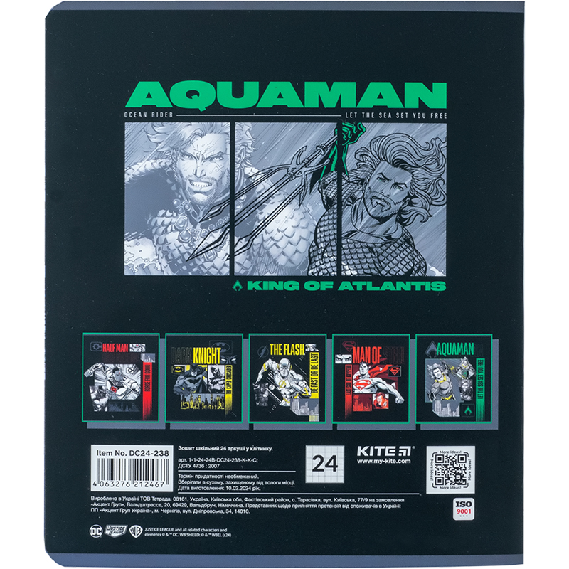 Тетрадь 24 лист.,кл., софт тач + УФ лак, DC Comics (DC24-238) Kite - фото 7