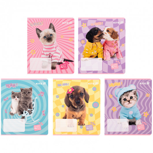 Тетрадь 12 лист., кл., софт тач + УФ лак, Studio Pets (SP25-232) Kite - фото 1