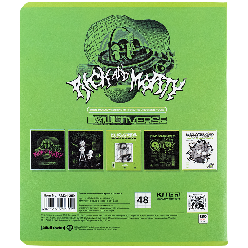 Тетрадь 48 лист., кл., гибр. лак + УФ лак, Rick & Morty (RM24-259) Kite - фото 6