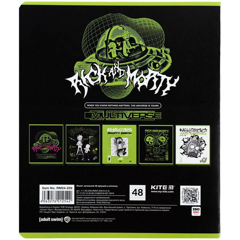 Тетрадь 48 лист., кл., гибр. лак + УФ лак, Rick & Morty (RM24-259) Kite - фото 10