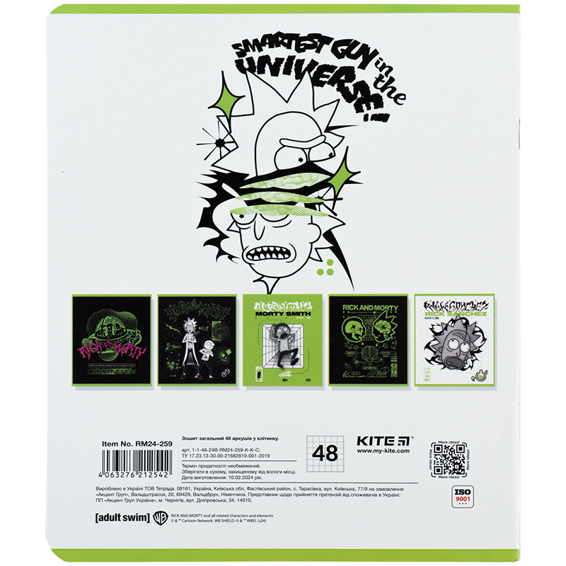 Тетрадь 48 лист., кл., гибр. лак + УФ лак, Rick & Morty (RM24-259) Kite - фото 14