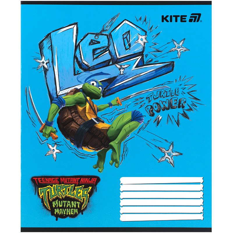 Тетрадь 12 лист., кос., гибр. лак + УФ лак, Ninja Turtles (NT25-235) Kite - фото 1