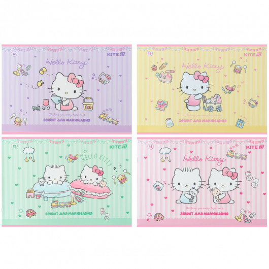 Тетрадь для рисования, 12 лист., скоба, софт тач + УФ лак, Hello Kitty-1 (HK25-241-1) Kite - фото 1